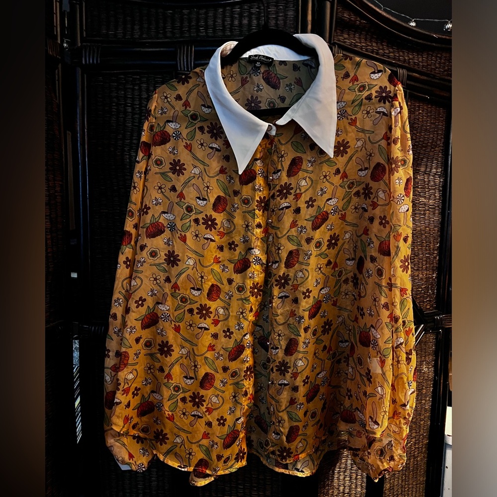 Multicolored Peter Pan Collar Long Sleeve Blouse
